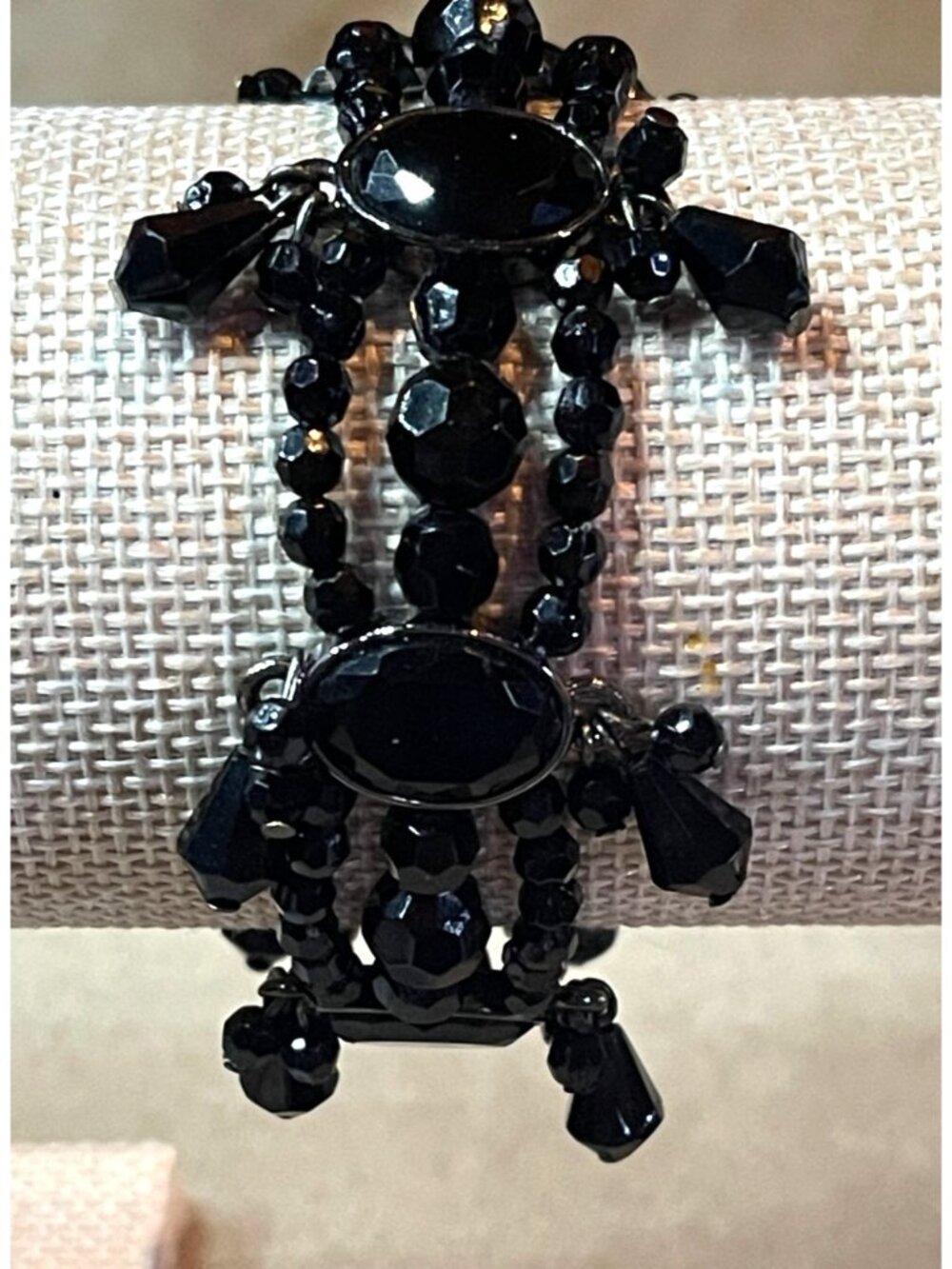 Vintage Y2K Victorian Style Black Multi Stand Beaded Stretch Bracelet Vampire Go